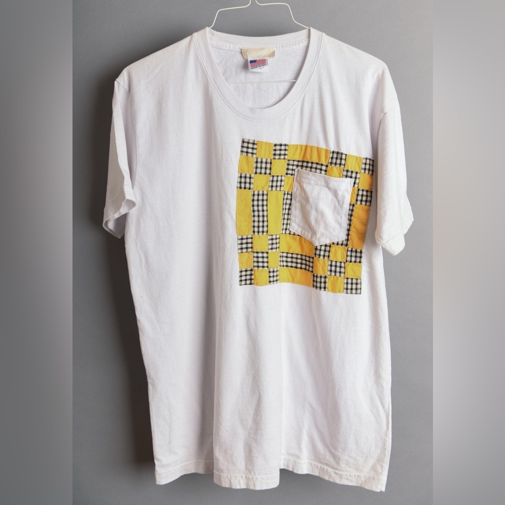 White and Yellow Graphic Women's Top